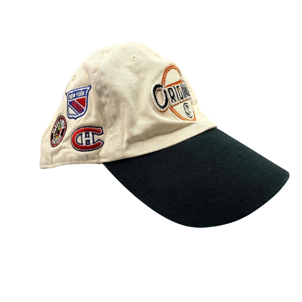 '47 Brand NHL Original Six Snapback Hat Cream Black Hockey Teams Patches Cap